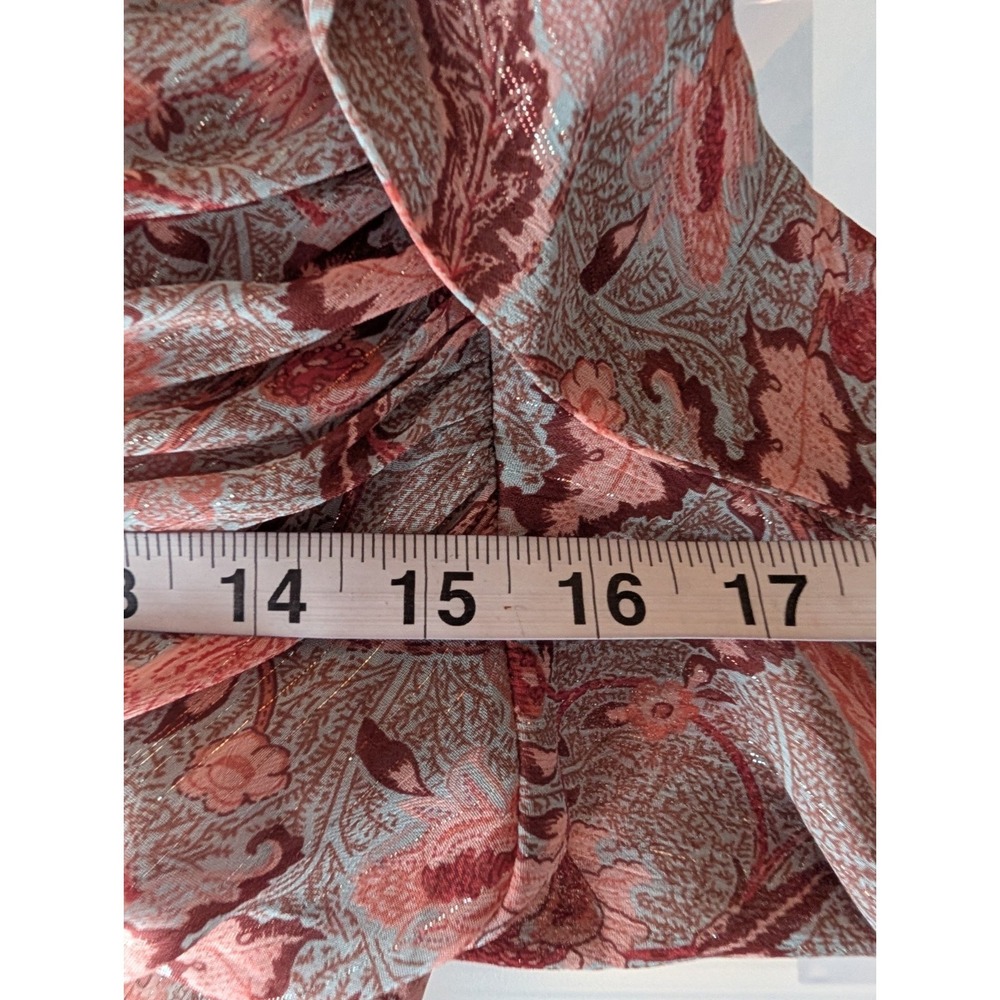Floret Studios Ruffle Chiffon Midi Dress Teal Coral Floral Small Coquette Fairy‎ - Picture 13 of 16
